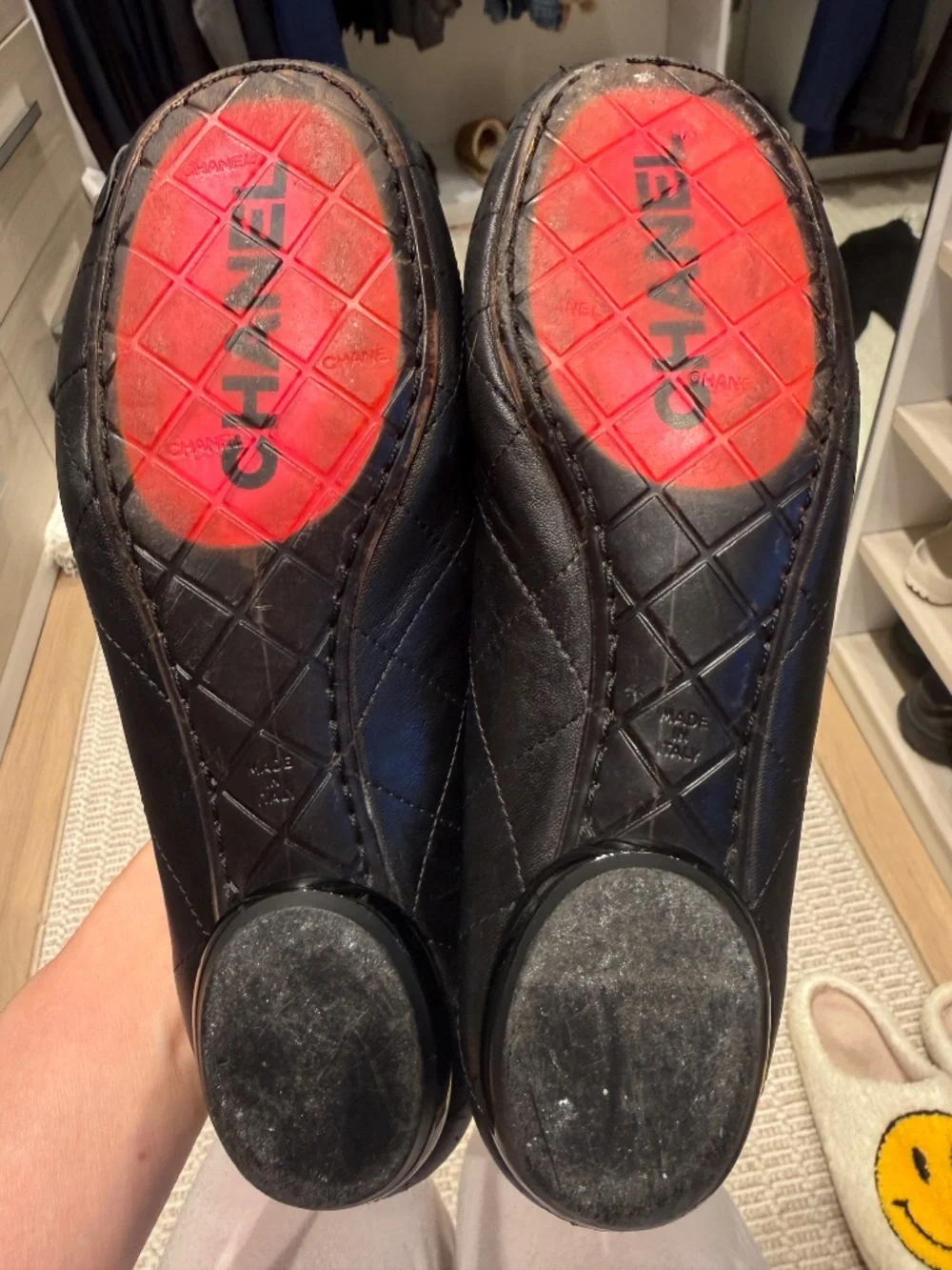 CHANEL quilted Cambon ballerina ballet flats Black size 38.5